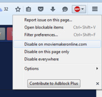 Wyłącz AdBlock Plus dla moviemakeronline.com w Firefoxie